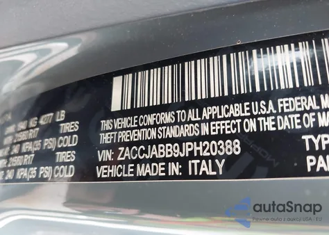 2018 Jeep Renegade Latitude Fwd z USA, uszkodzony, nr VIN ZACCJABB9JPH20388